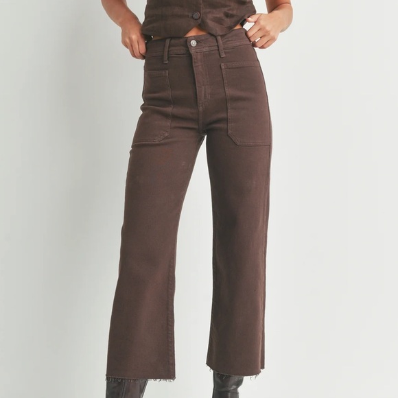 Just Black Brown Wide Leg Pants - Picture 1 of 4